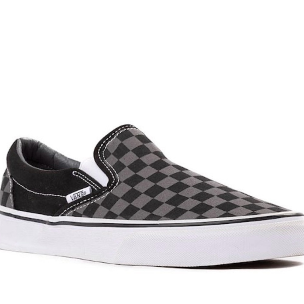 Vans Kids Classic Slip-On Shoes – Black & Gray Checkerboard (Size 13.0)